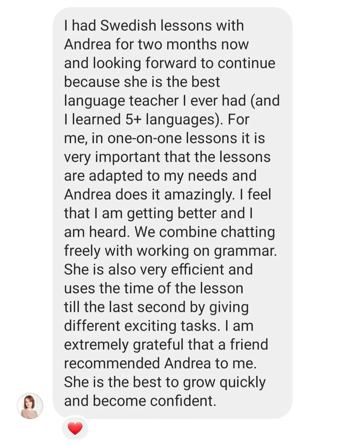 Testimonial from student Anastasiia