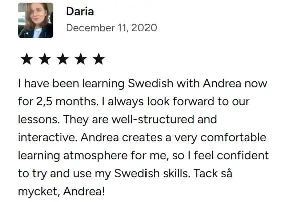 Testimonial from student Daria